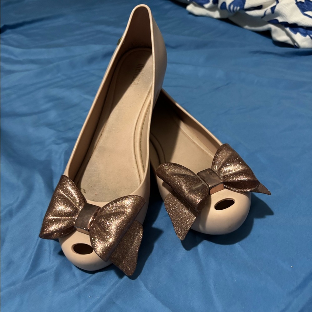 Melissa peep toe bow flat